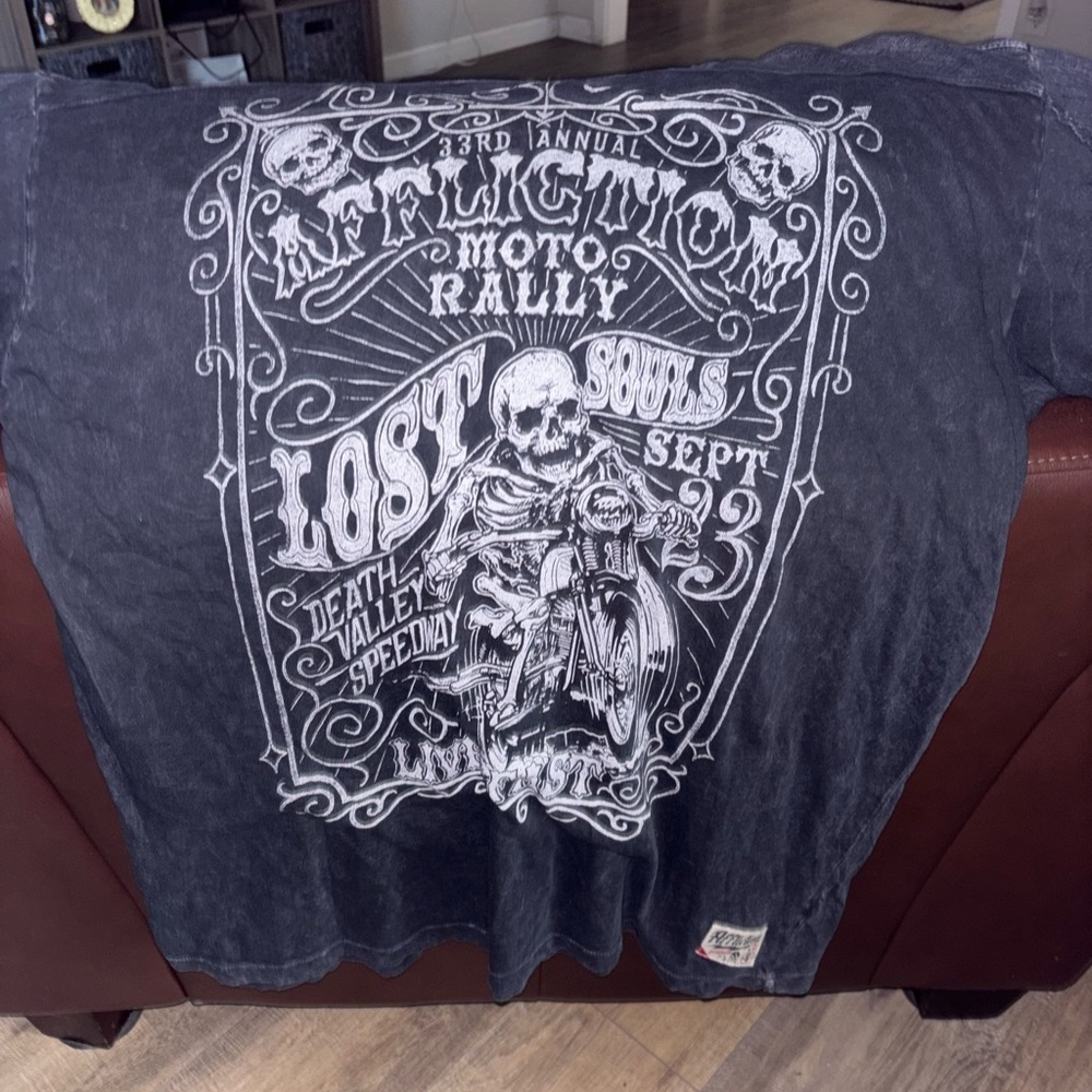 Affliction Graphic Tee in Black and White